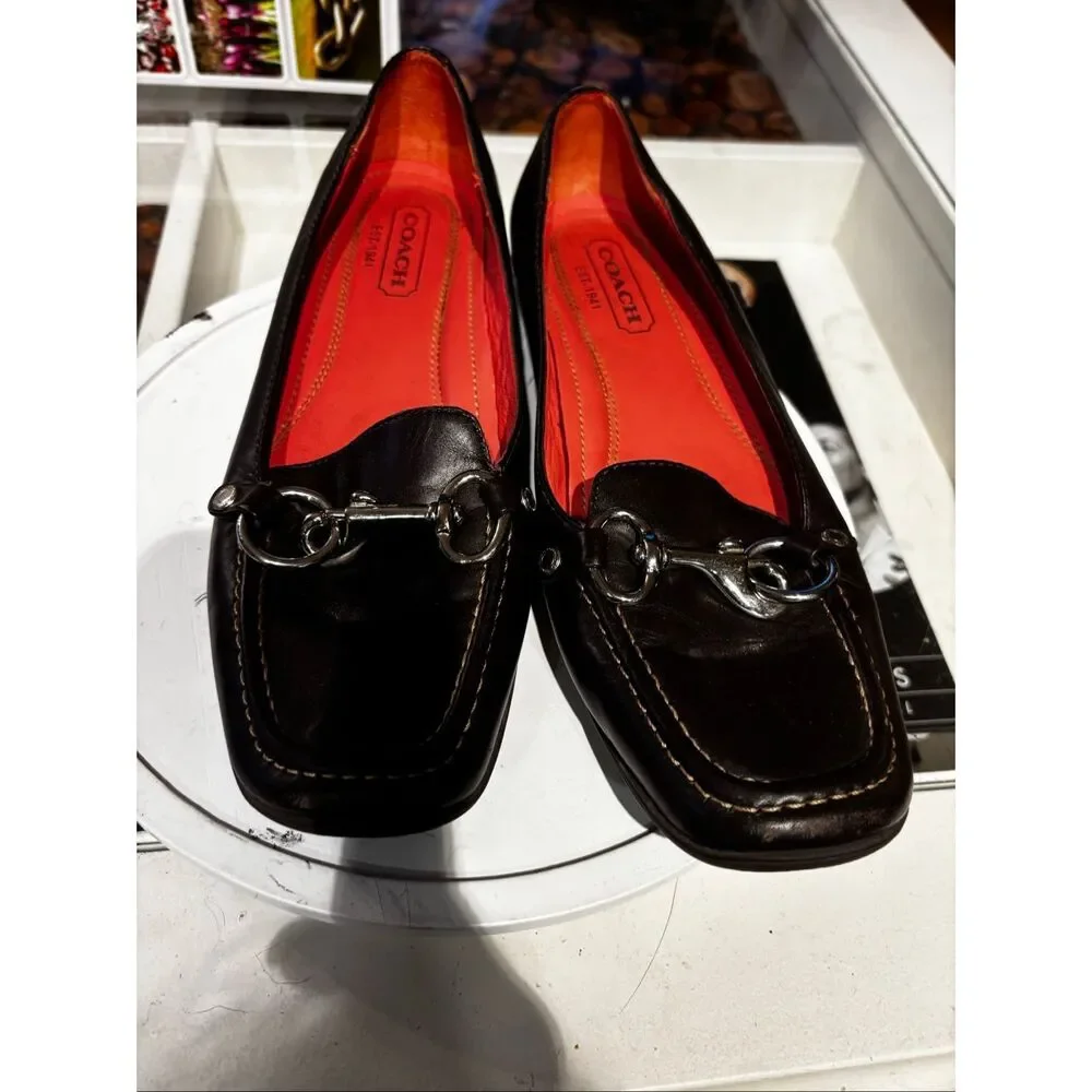 Coach‎ Dorie Loafer Leather Horsebit Equestrian Women Brown Silver Size 6-1/2